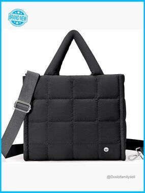 Puffer Crossbody Bag Quilted Nylon Tote Weekender Overnight Shoulder Handbag